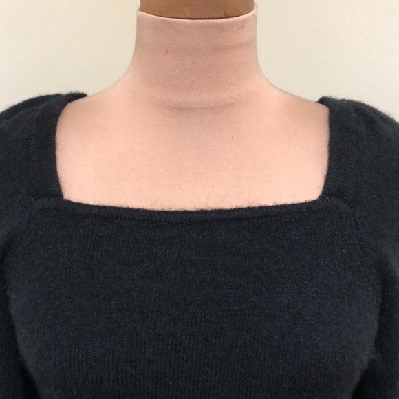 Esqualo Sweater Size Small Black Fuzzy Puff Sleeve Pullover - Picture 3 of 12